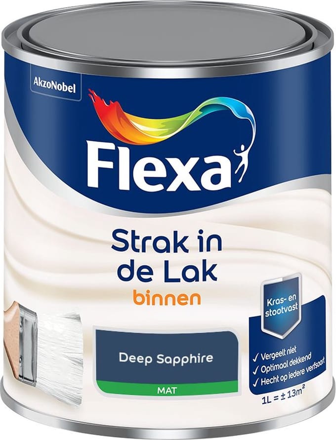 Flexa - Strak In De Lak Binnenlak Mat - Deep Sapphire - Mengverf - 1 L