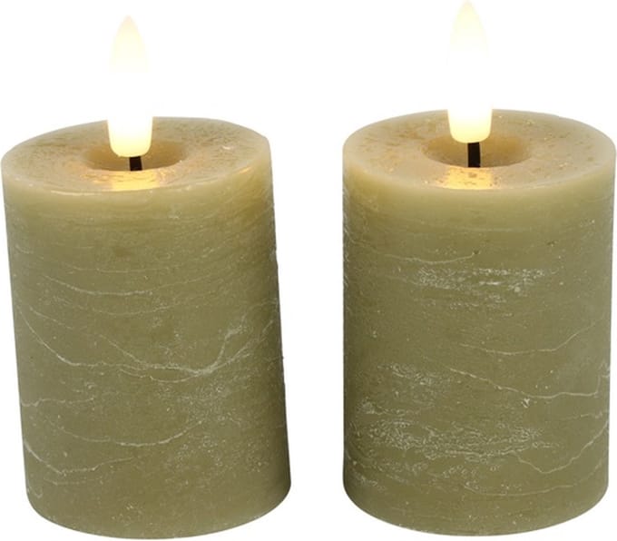 Stompkaars met LED - Beige - Ø5 x 9 cm - 2 stuks