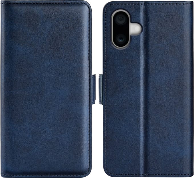 MobyDefend Hoesje - Geschikt voor iPhone 16 Plus - Luxe Wallet Book Case (Sluiting Zijkant) - Blauw