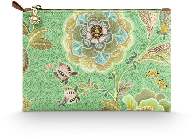 Pip Studio - Charly Make up tasje - Toilettas dames - Voor make-up - Matata Groen - 24x1x15.5cm