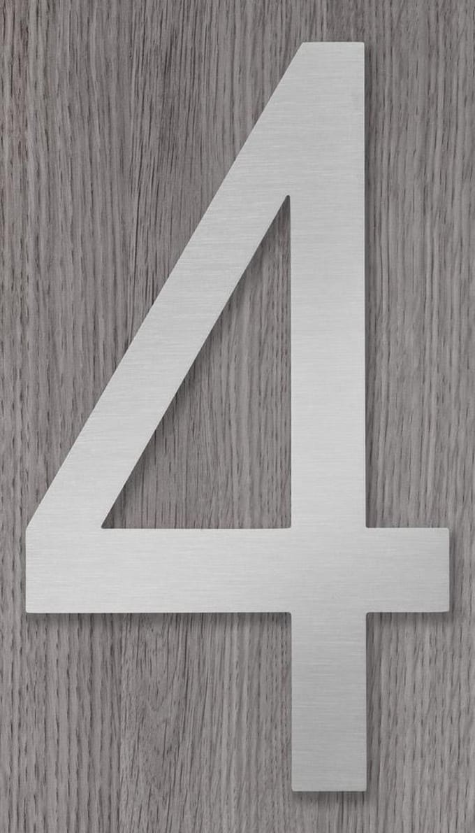 Xaptovi Huisnummer 4 Model: Elegant - Materiaal: RVS - Hoogte: 20cm - Kleur: RVS