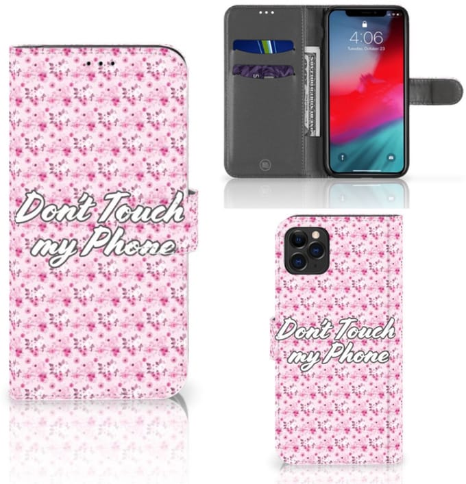 Apple iPhone 11 Pro Max Portemonnee Hoesje Flowers Pink DTMP