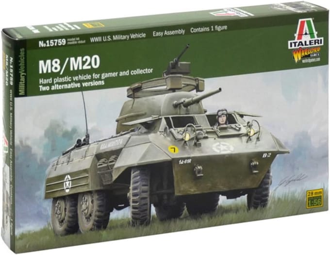 Schaalmodel M8/M20 Tank met Inclusief Chauffeur Modelbouw Set