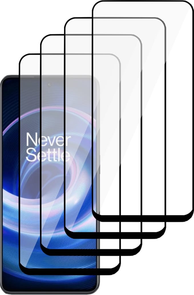Screenprotector geschikt voor OnePlus Ace - Gehard Glas Beschermglas Tempered Glass Volledig Dekkende Screen Protector - 4 Stuks