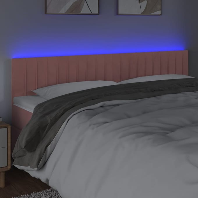vidaXL - Hoofdbord - LED - 200x5x78/88 - cm - fluweel - roze