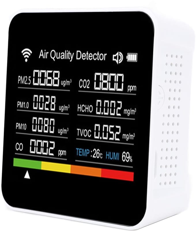 Luchtkwaliteitsmonitor - CO2 meter - Binnenlucht meten - 16-in-1 detectie - 2.8 inch scherm