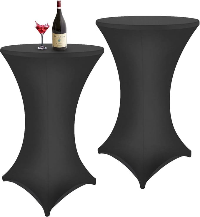 2 Stuks Ronde Tafelhoezen Zwart Elastisch voor Bistrotafels Ø 60-65 cm