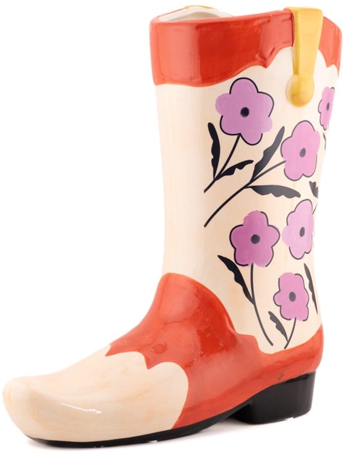 Aardewerk vaas Cowboy boot flower L