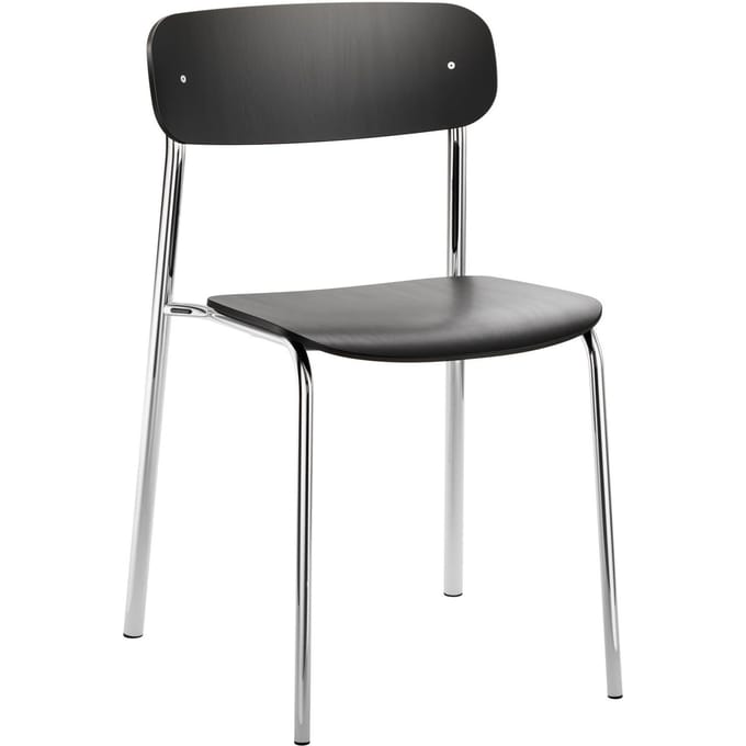 Thonet S 243 Stalen buisstoel - verchroomd - Beuken zwart (TP 29) gebeitst