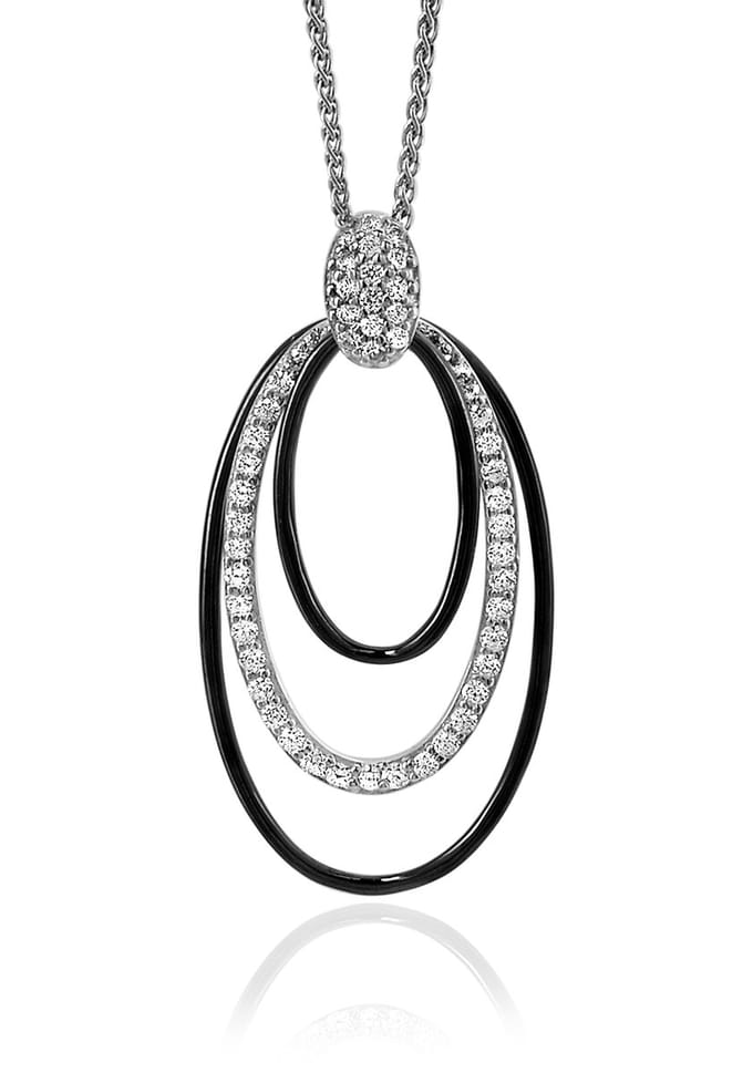 Orphelia Silver 925 Zh-7068 Pendant Black Ceramic With White Zirc
