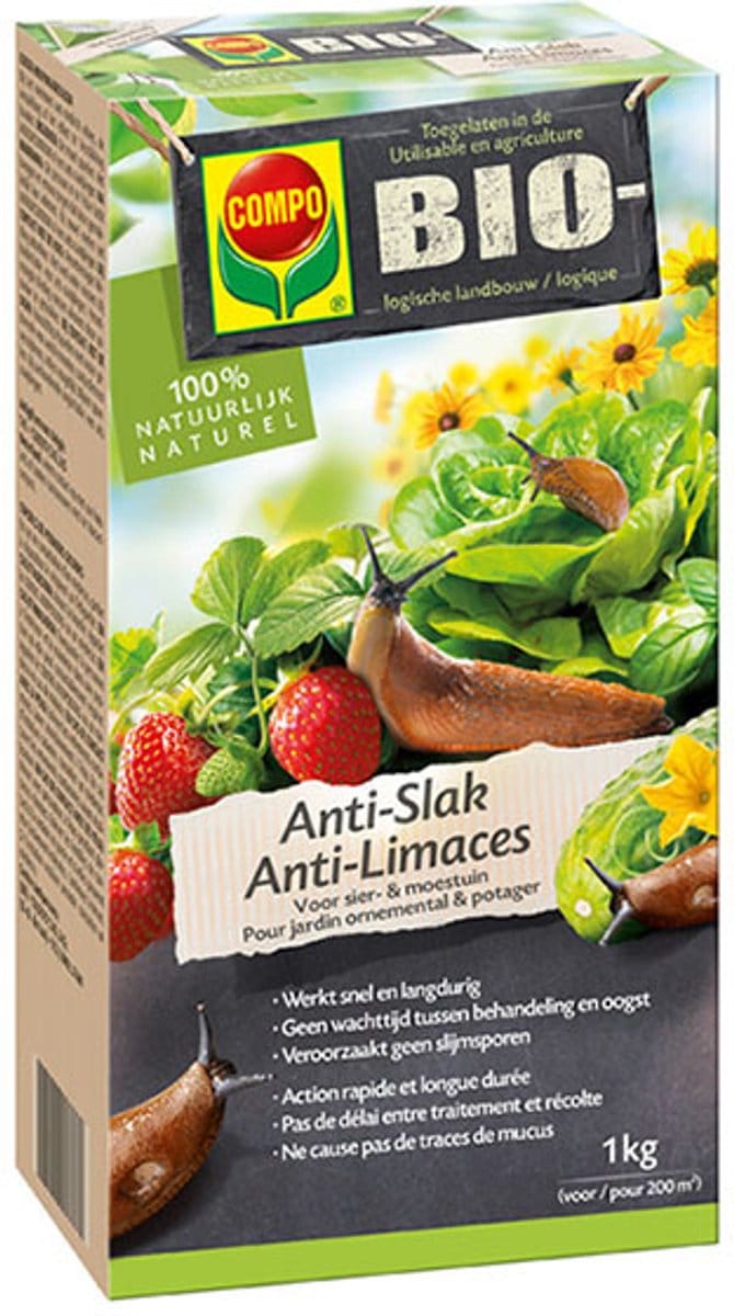 COMPO Bio Anti-Slak - voor siertuin en moestuin - snelle en lange werking - doos 1 kg (200 m²)