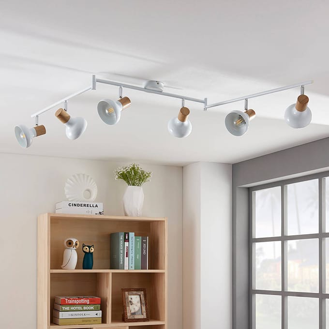 Lindby - buitenspot - 6lichts - Metaal - H: 21.5 cm - E14 - wit, licht hout