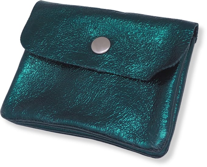 Bijoutheek Portemonnee Leer Italiaans Metallic Dennen Groen