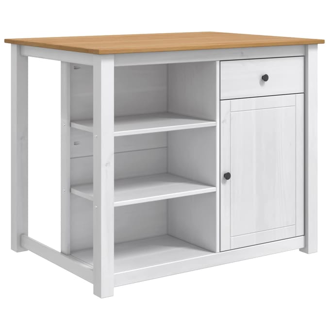 vidaXL Keuken Eiland Set PANAMA Wit en Honing Was 112 x 77 x 90 cm