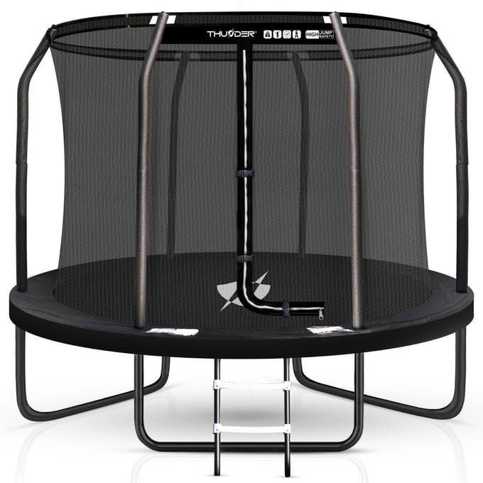 Thunder Trampoline 183 cm – Ronde Tuintrampoline – Max. 150 kg – Met Ladder – Zwart