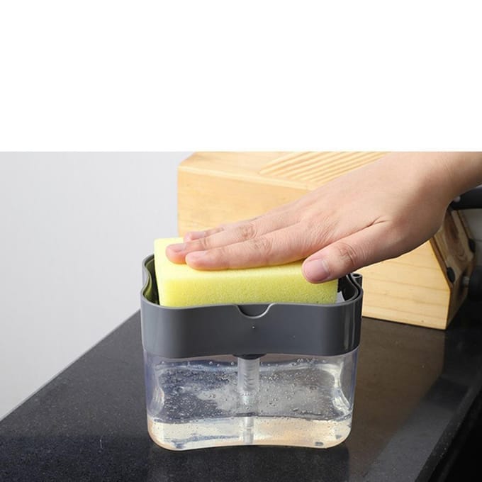 Afwasmiddel Dispenser Drukontwerp Automatisch Vloeistofdispenser Doos Sponshouder Zeepdispenser black
