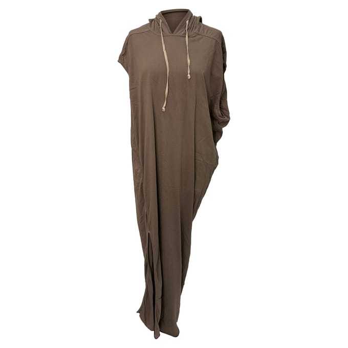 Rick Owens Edfu maxi-jurk met capuchon in bruin katoen