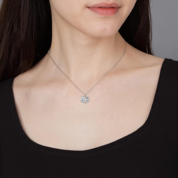 Swarovski Hello Kitty Creatief Ontwerp Kristallen Ketting Damesketting Zilver 5013195 Box white