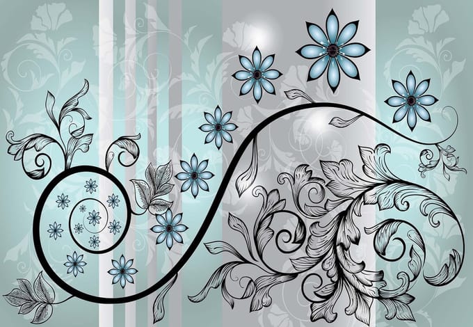 Fotobehang Flowers Floral Pattern | XL - 208cm x 146cm | 130g/m2 Vlies