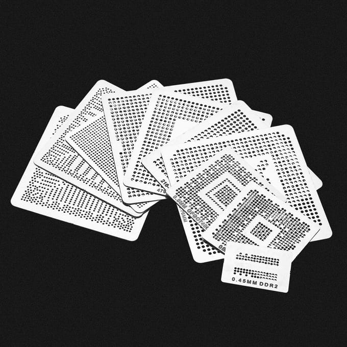 130 stuks BGA Universele Reballing Rework Net Sjablonen Stalen Sjabloon Mesh Directe Warmte Set