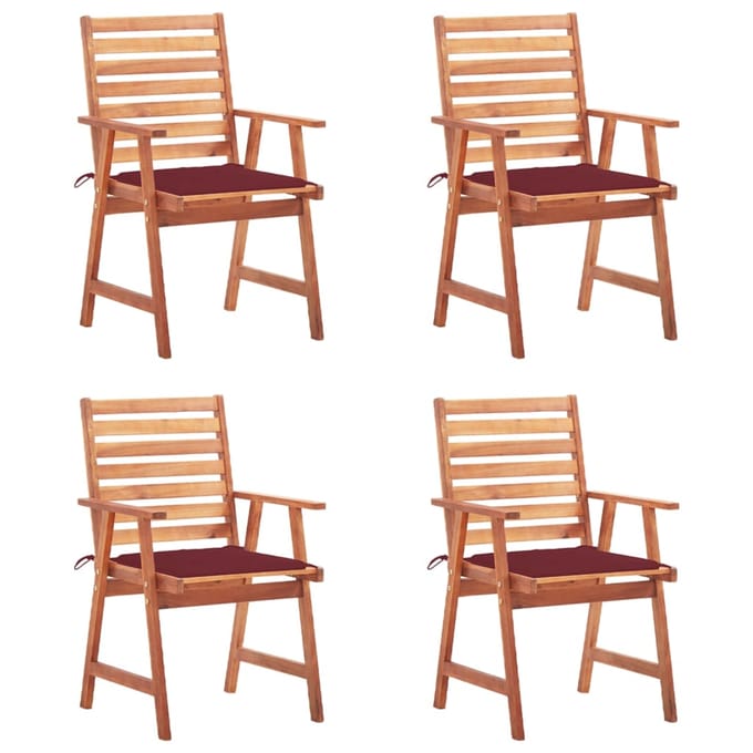 vidaXL - Tuinstoelen - 4 - st - met - kussens - massief - acaciahout