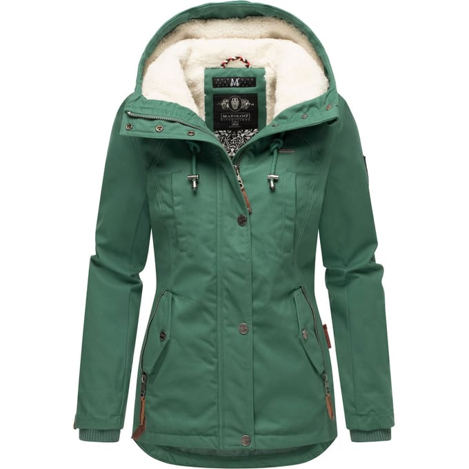 Marikoo dames winterjas met teddyfleece voering & capuchon