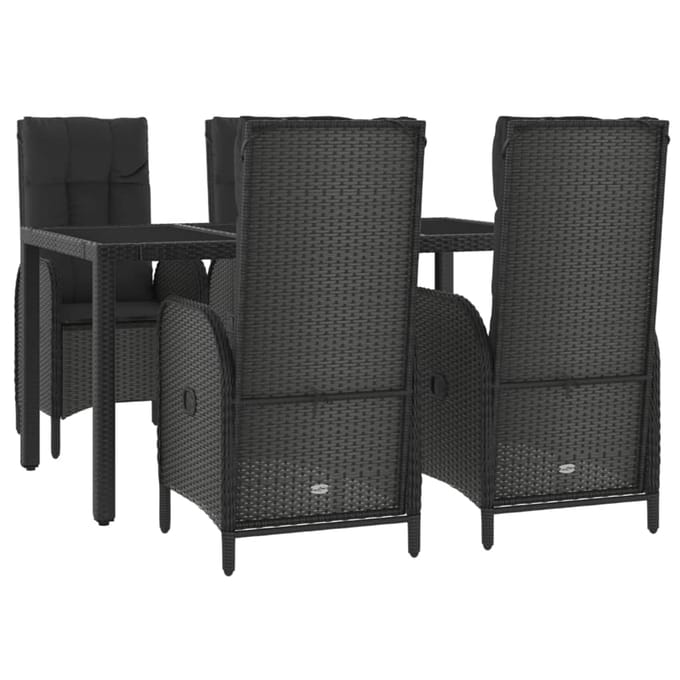 vidaXL - 5-delige - Tuinset - met - kussens - poly - rattan - zwart