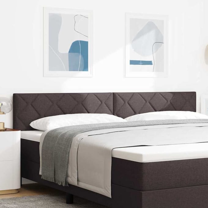 vidaXL - LED - Hoofdbord - Bruin - Stof