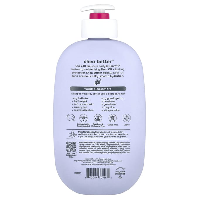 Shea Better™, Lotion Hydratante Corps 24H, Vanille Cachemire, 473 ml (16 oz liq) white
