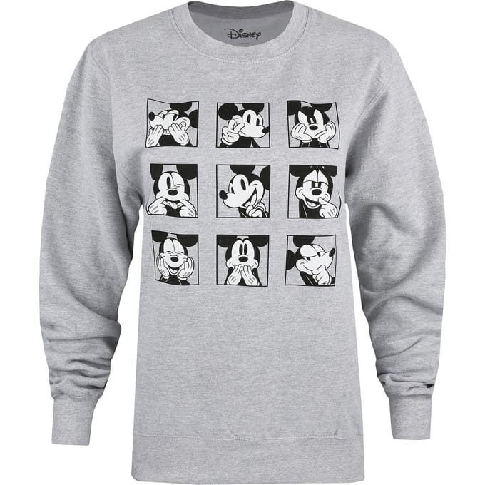 Disney Dames/Dames Mickey Mouse Gezicht Crew Hals Sweatshirt (Sportgrijs)