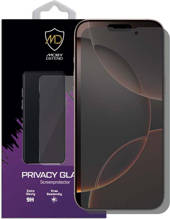 MobyDefend Screenprotector - Geschikt voor iPhone 16 Pro Max - HD Privacy Glass Screensaver