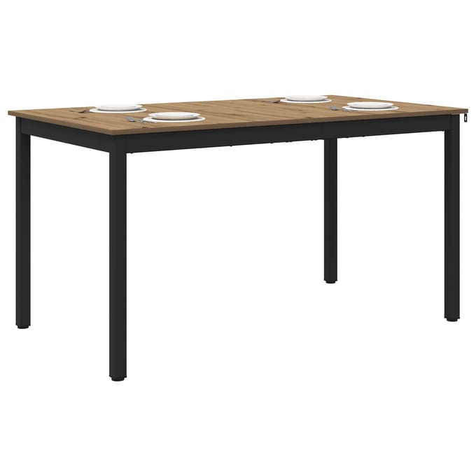 vidaXL - Eettafels - 140 - x - 80 - x - 75 - cm - Bewerkt - hout - Artisanaal - eiken
