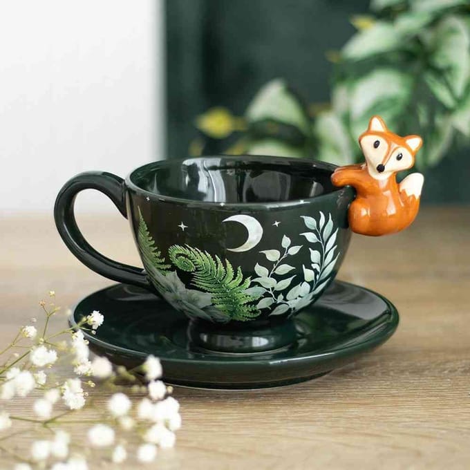 Something Different - Green Forest Teacup with Fox Mok/beker - Multicolours