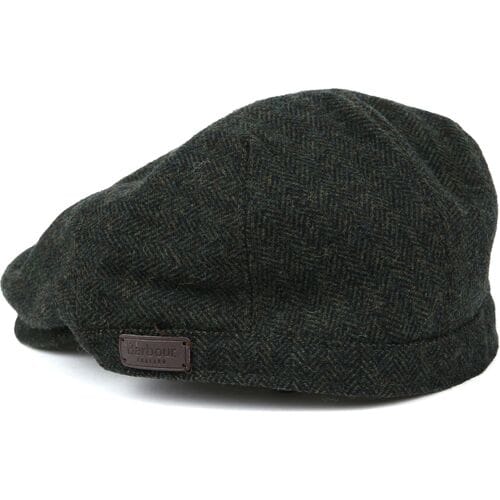 Barbour Barlow Flat Cap Herringbone Donkergroen - Maat M - Heren