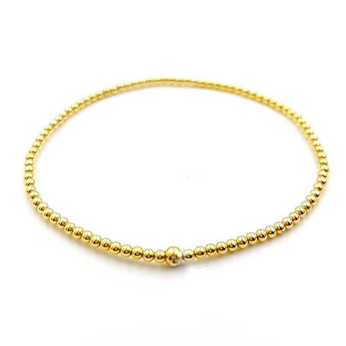 Damesarmband Silver plating - goud op zilver - 2 mm kraaltjes