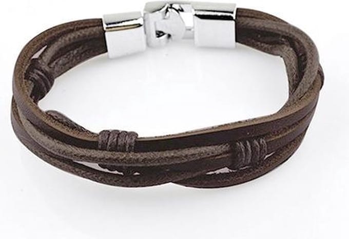 Montebello Armband Baphia - Leer - Metaal - 10mm -  20cm