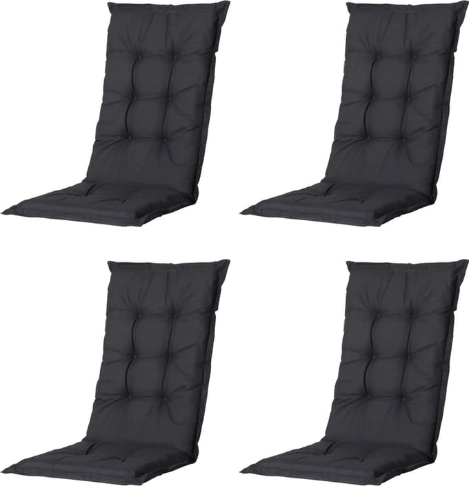 Madison - Tuinkussen - Universeel - Lage Rug - 4 st. - Basic Black - 105x46cm - Zwart - Tuinstoelkussens - Standenstoel