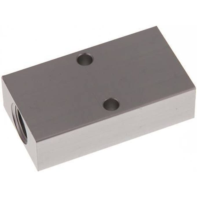 2xG 3/8'' x 2xG 1/4'' Aluminium Verdeelblok Eenzijdig 16 Bar