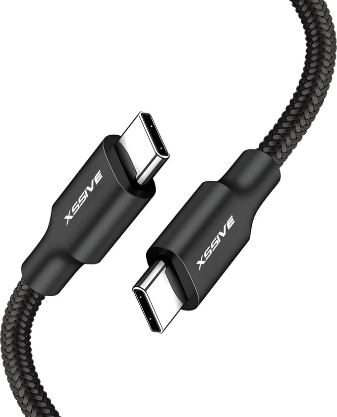 USB-C Kabel met Super Fast Charge - Nylon Gevlochten - USB C naar USB C Kabels - Geschikt voor iPhone 16, 15, CarPlay en Android Auto - 1 Meter