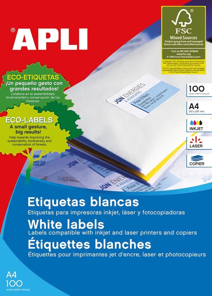 APLI - ETIKETDOOS - 100 VELLEN - 105.0X 42.4