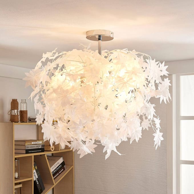 Lindby - plafondlamp - 3lichts - Kunststof, metaal - H: 73 cm - E27 - wit, chroom