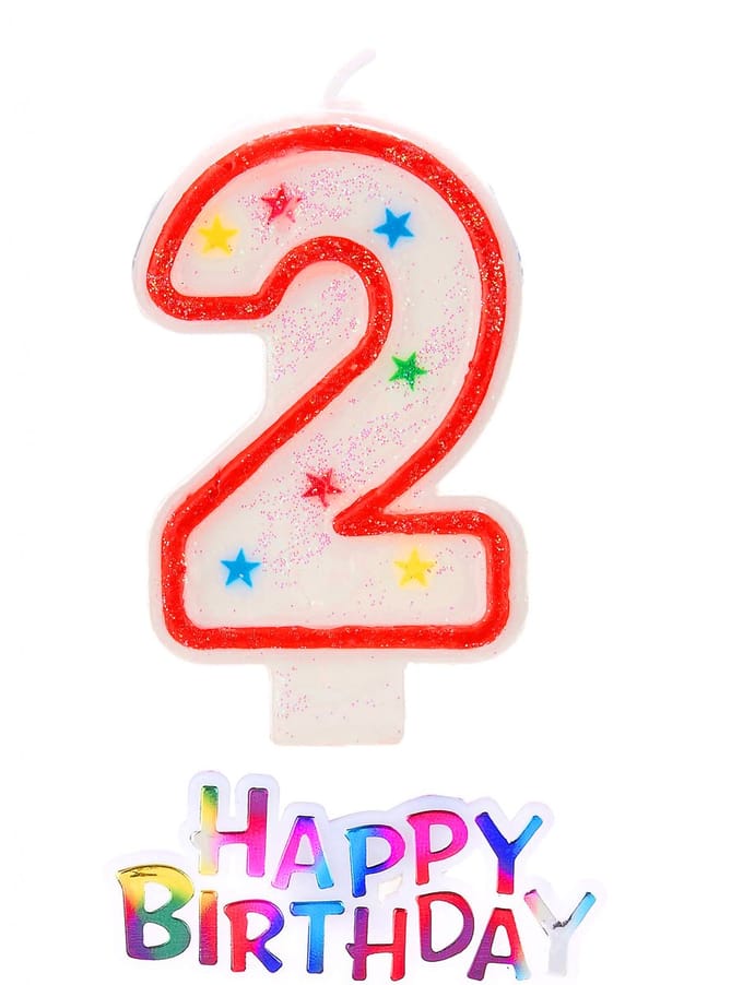 UNIQUE - Glitter sterrenkaars cijfer 2 Happy Birthday