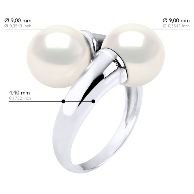 Ring Jij & Ik Bulk - 2 Echte Cultiveerde Zoetwaterparels Rond 9-10 mm