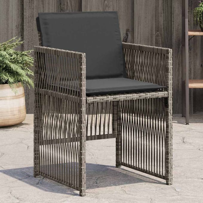 vidaXL Tuinstoelen 4 st met kussens poly rattan grijs