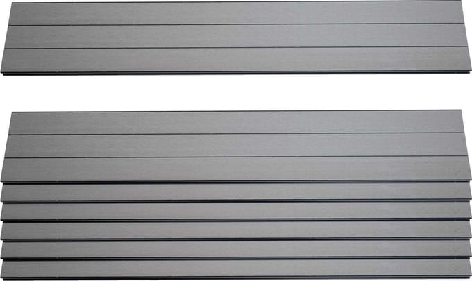 Set van 7 lamellen voor WPC privacyscherm Sarthe, windschermplanken, ca. 1 m², MVG-gecertificeerd ~ 90cm, grijs