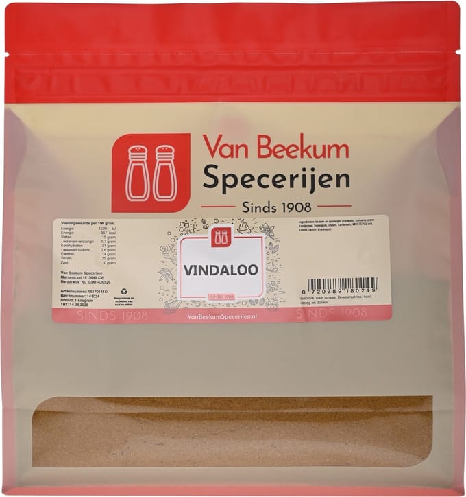 Van Beekum Specerijen - Vindaloo - 1 KG (hersluitbare stazak)