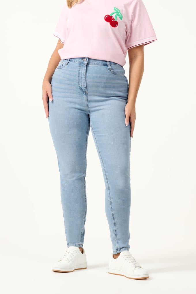 Yours Skinny Ava Jeans Met Stretch In Lichtblauw Size 52