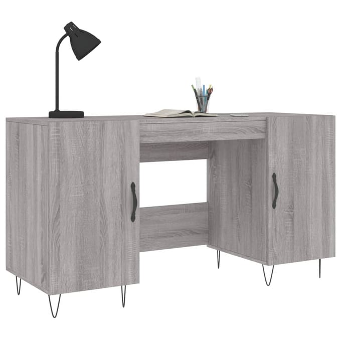 vidaXL - Bureau - 140x50x75 - cm - bewerkt - hout - grijs - sonoma - eikenkleurig