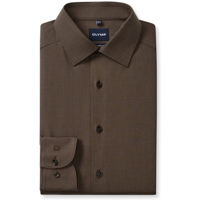 OLYMP Luxor 24/Seven Overhemd, Comfort Fit, New Kent, Nougat