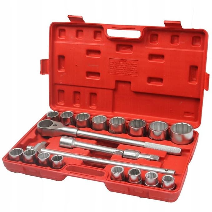 Professionele 3/4" doppenset 12-kant 19-50mm, 21-delig in koffer